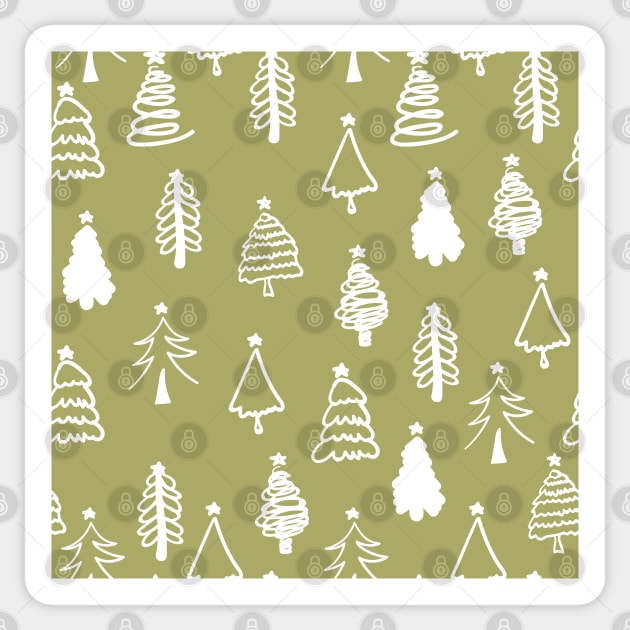 Decorative winter seamless pattern with christmas tree. Christmas background. Sticker by AnaMOMarques